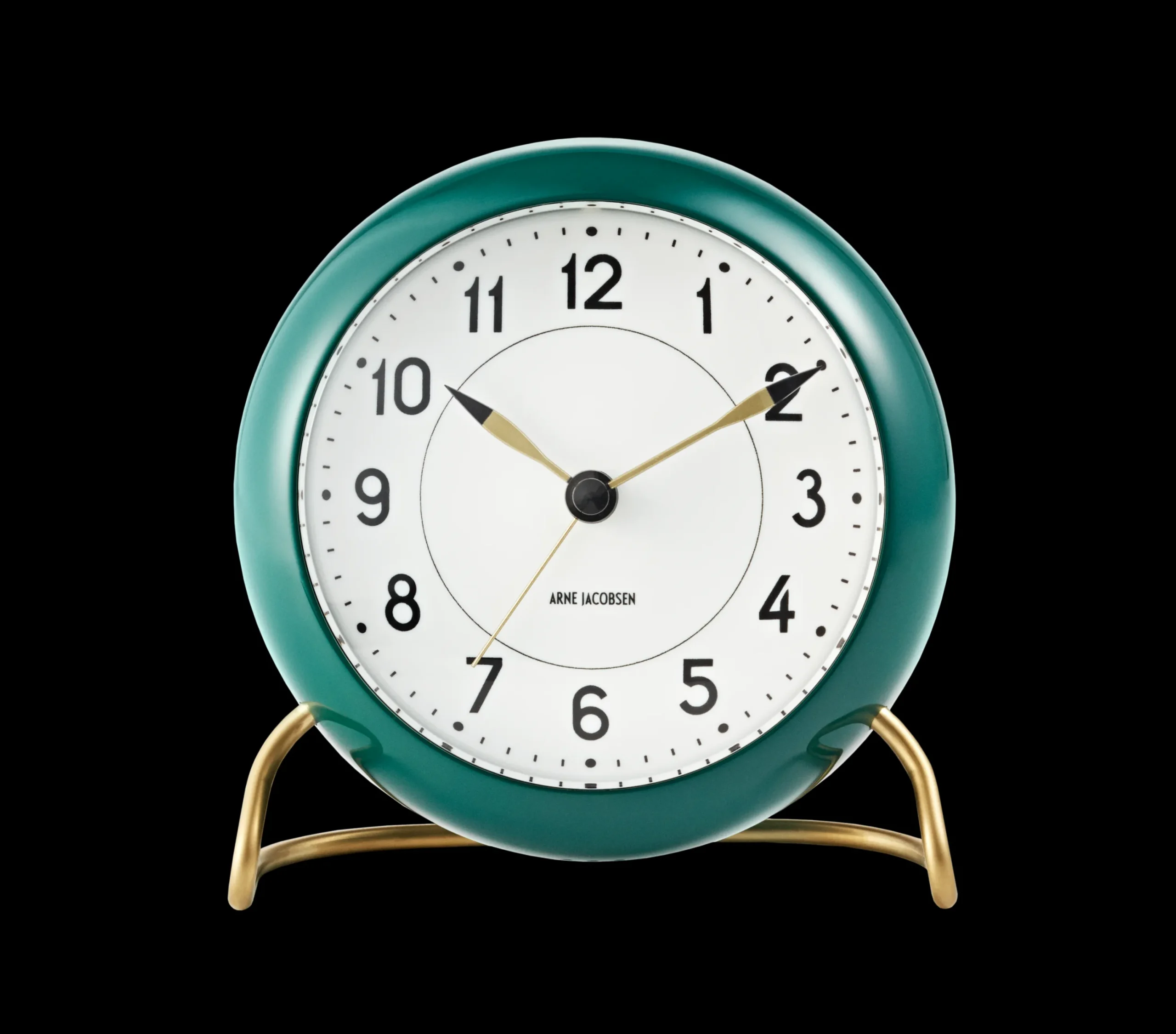 Arne Jacobsen Clocks Station Bordur Ø11 cm grønn/hvit