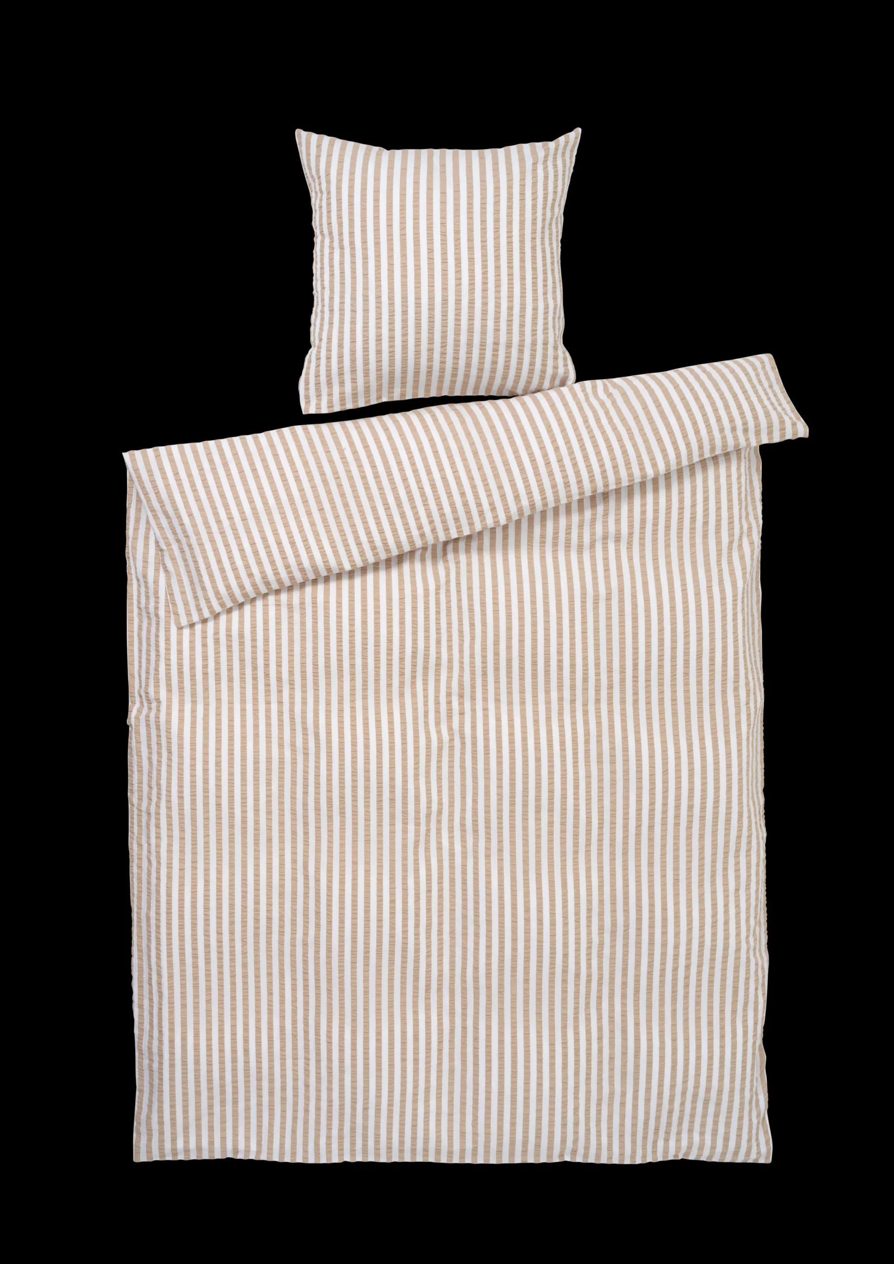 JUNA Bæk&Bølge Lines Sengetøy 140x220 cm sand/hvit NO