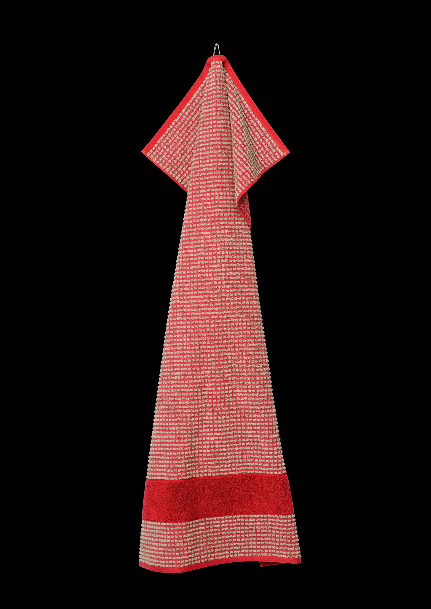 JUNA Check Håndkle 70 x 140 cm rød/sand – Handle hos oss
