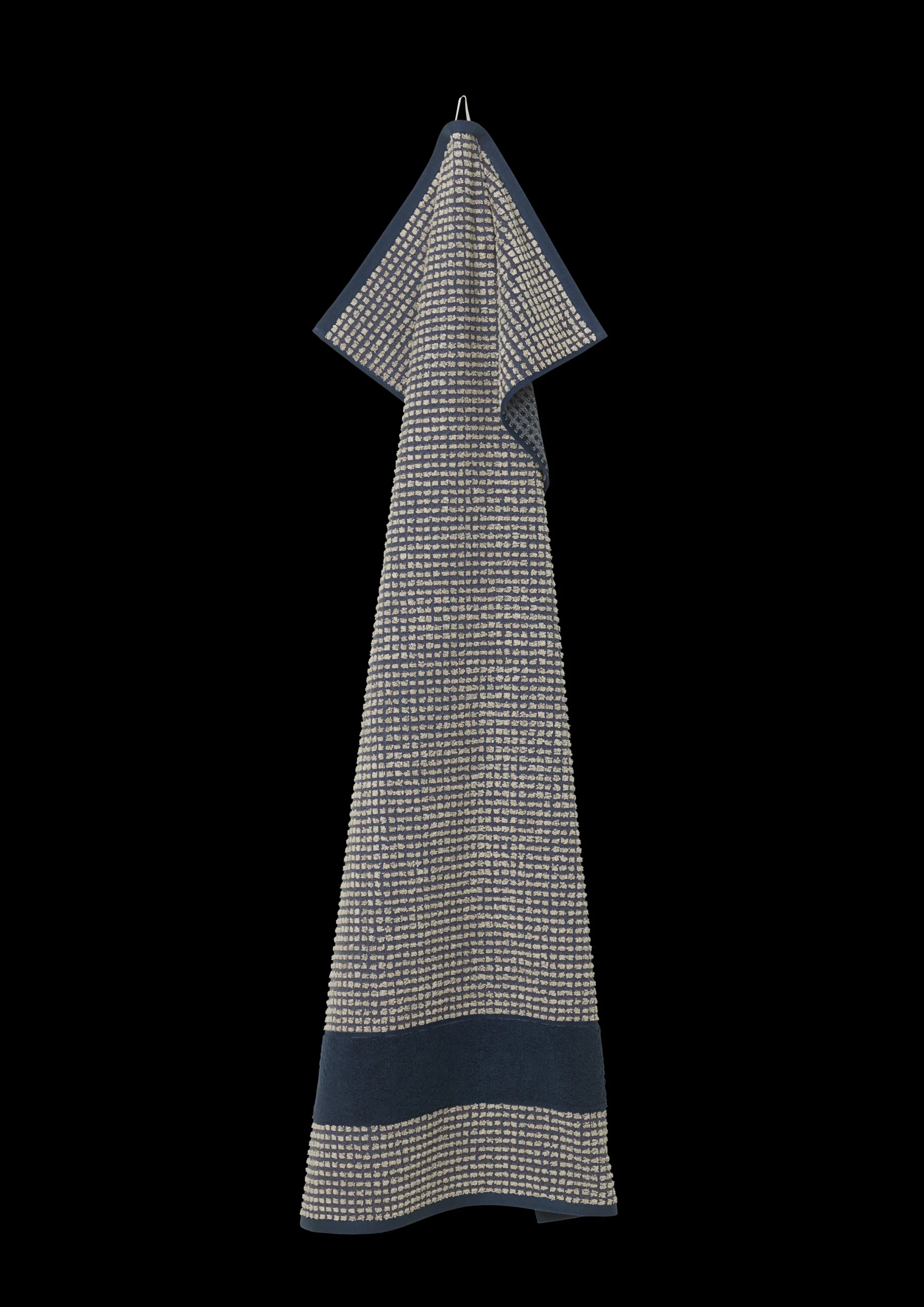 JUNA Check Håndkle 70x140 cm mørk blå/sand