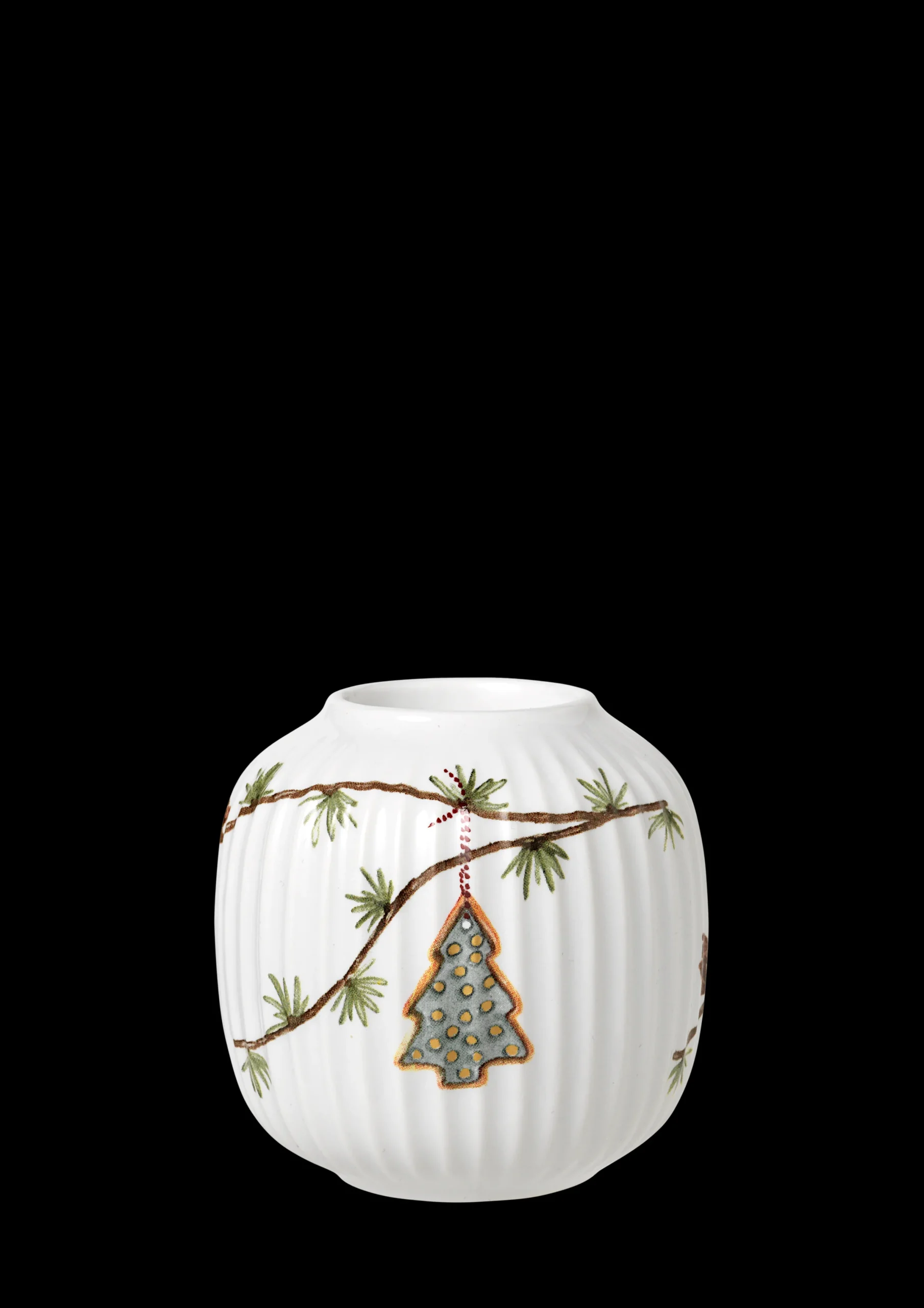 Kähler Hammershøi Christmas Telyslykt Ø9.5 cm hvit m. deko