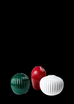 Kähler Hammershøi Vase miniatyr rød/grønn/hvit 3 stk.