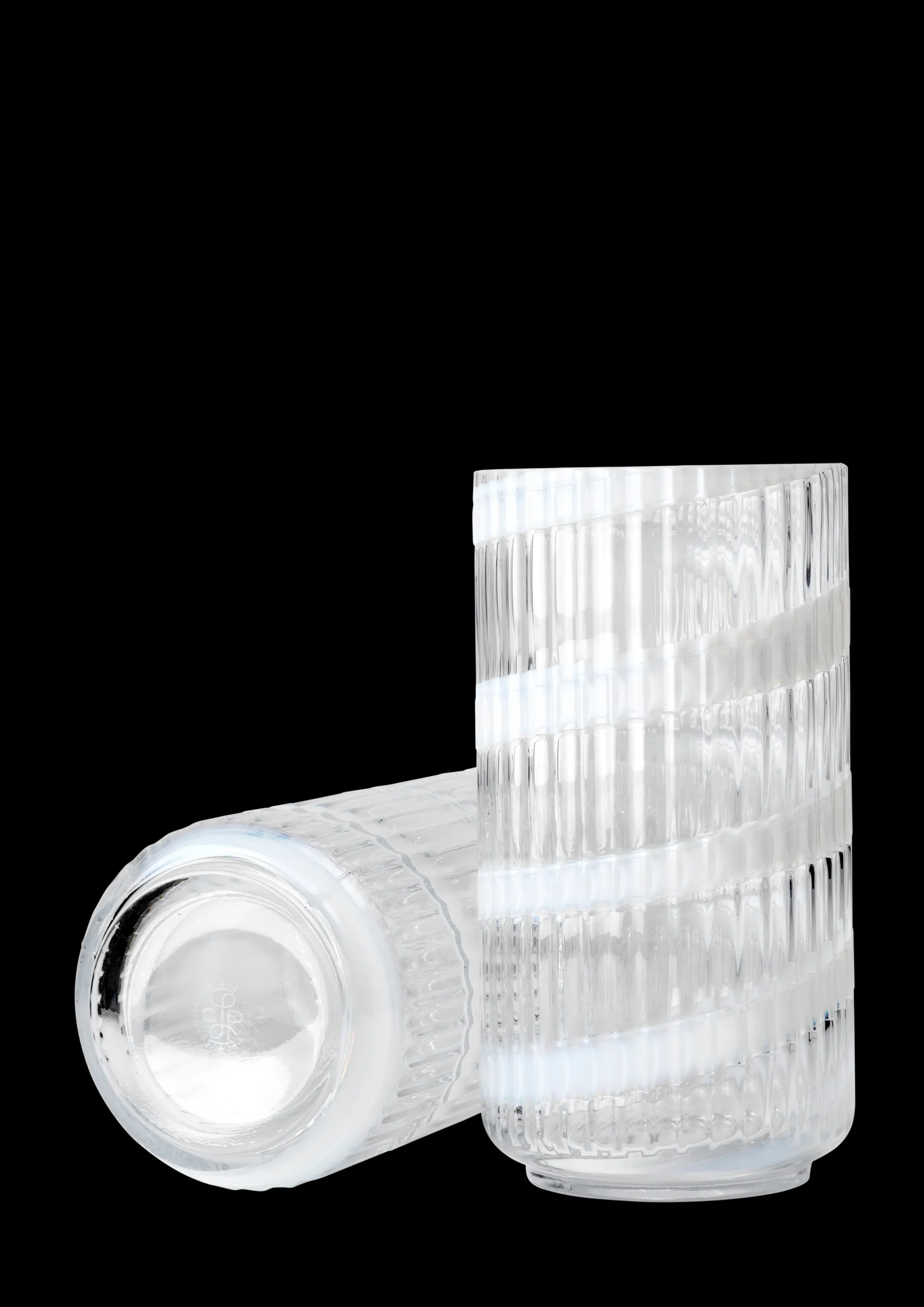 Lyngby Porcelæn Vase H20.5 cm swirl white munnblåst glass
